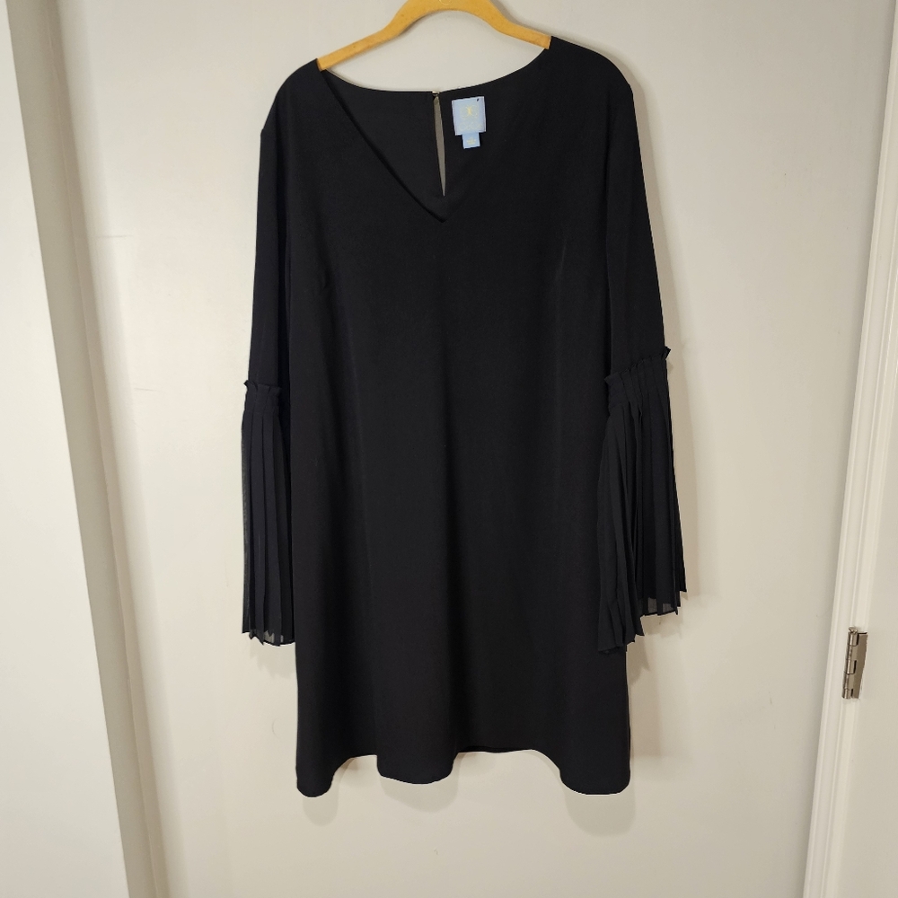 Elegant Black Dress with Pleated Sleeves